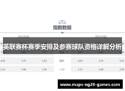 英联赛杯赛季安排及参赛球队资格详解分析